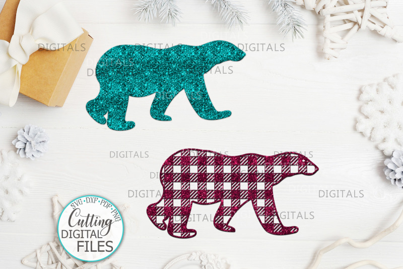 polar-buffalo-plaid-christmas-bear-svg-pdf-paper-laser-cut-template
