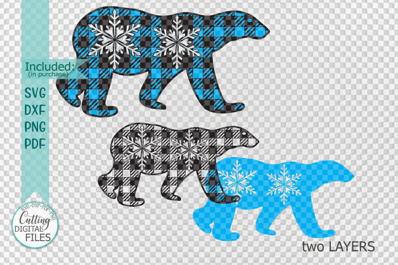 polar-buffalo-plaid-christmas-bear-paper-laser-cut-template-svg-pdf