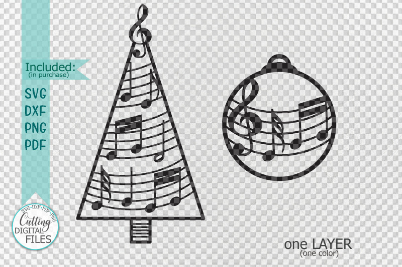 Christmas Tree Decorations With Music Notes Svg Cut Files By Kartcreation Thehungryjpeg Com