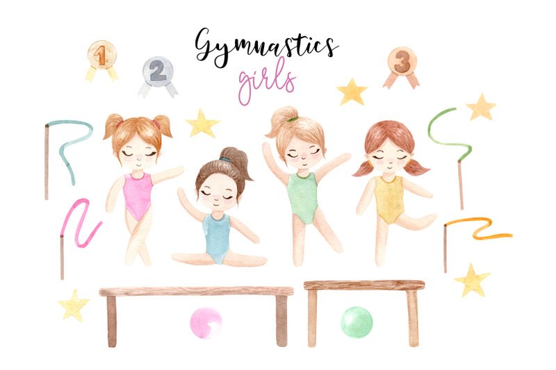 watercolor-gymnastic-girls-patterns-and-cliparts