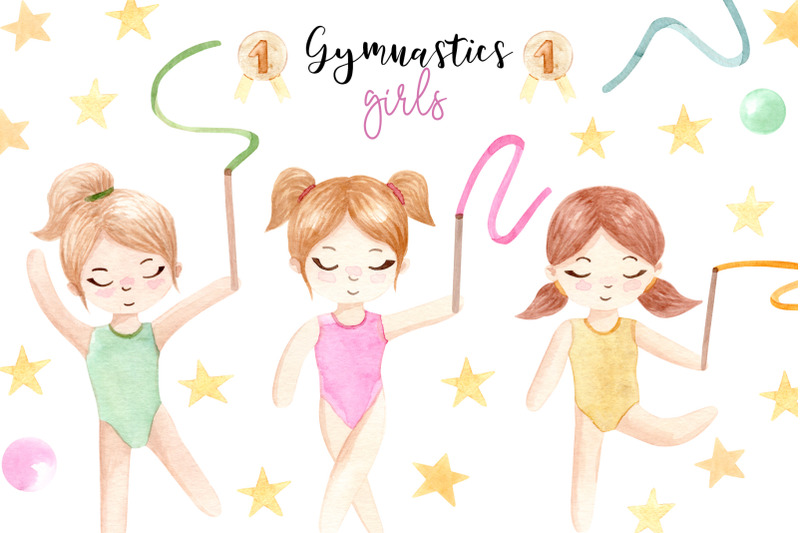 watercolor-gymnastic-girls-patterns-and-cliparts