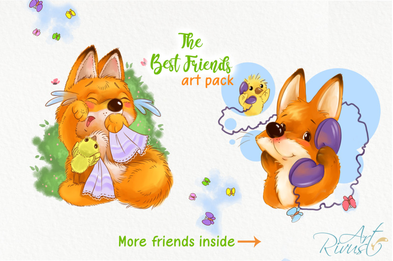 fox-and-chick-png-clipart-the-best-friend-graphic-art-birthday-cards