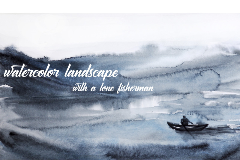 watercolor-abstract-landscape-lonely-fisherman