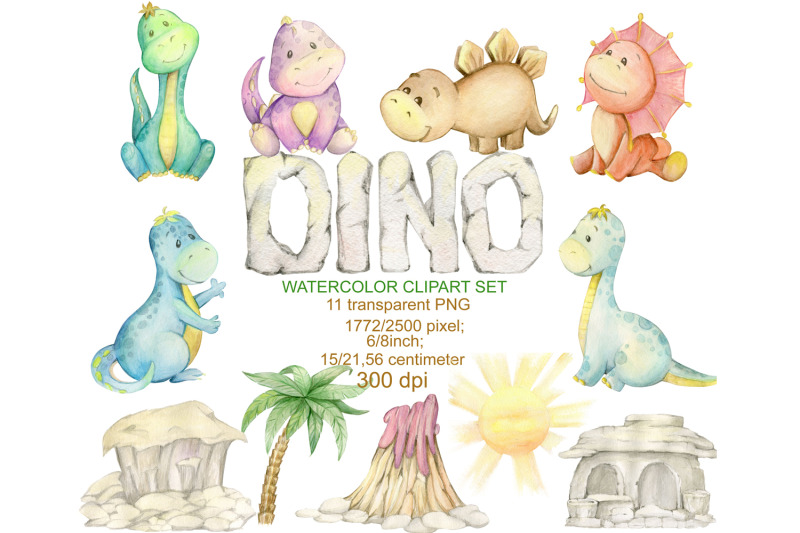 watercolor-dinosaur-clipart-instant-download-baby-shower-birthday-p