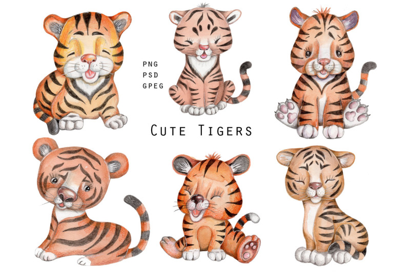 watercolor-cute-tigers