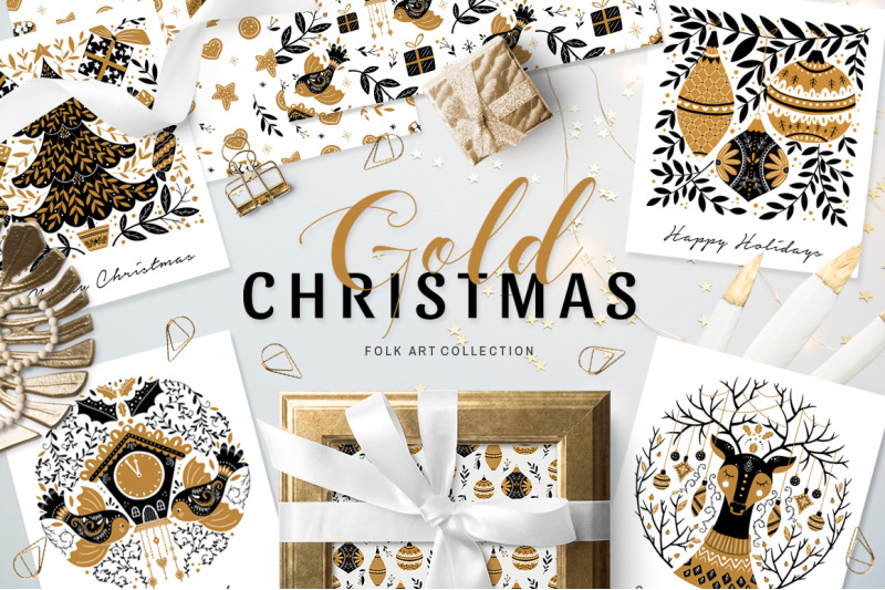 gold-christmas-folk-art-collection