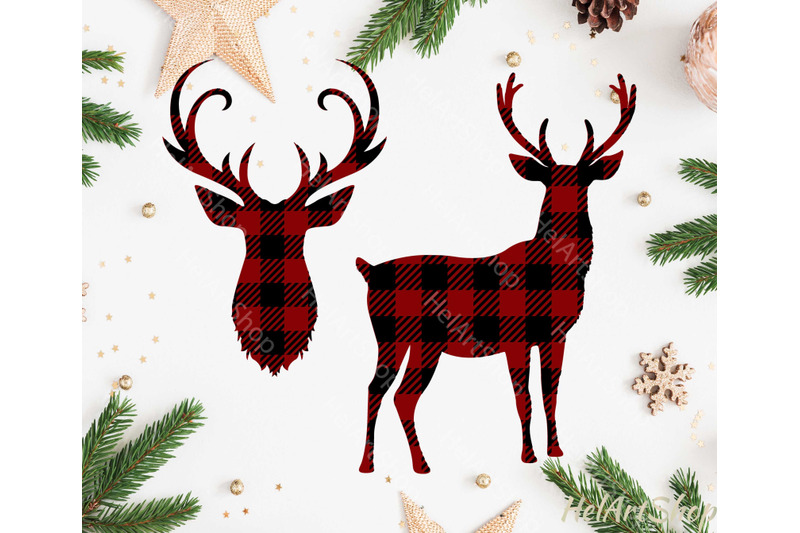 christmas-deer-buffalo-plaid-svg-cut-file