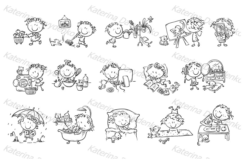 doodle-cartoon-kid-activities-daily-routine-set