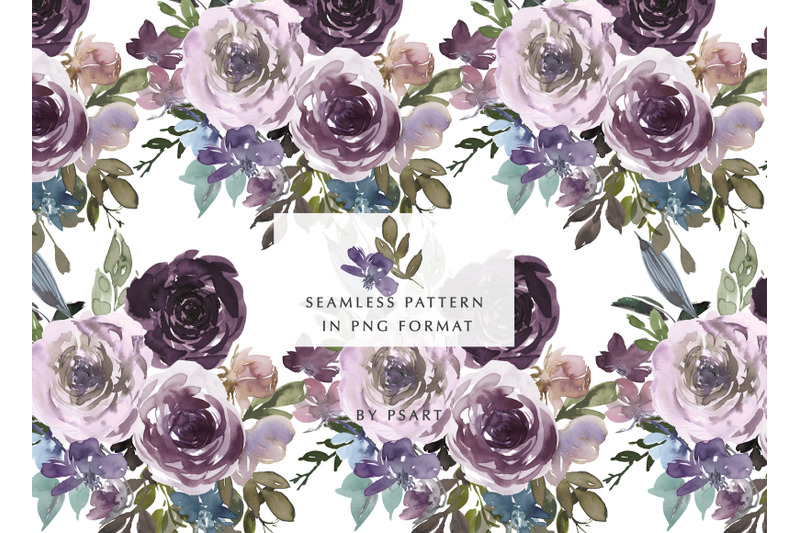 purple-watercolor-rose-clipart-collection