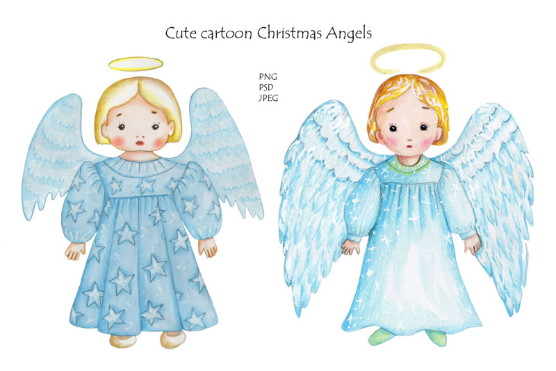 watercolor-cartoon-christmas-angels