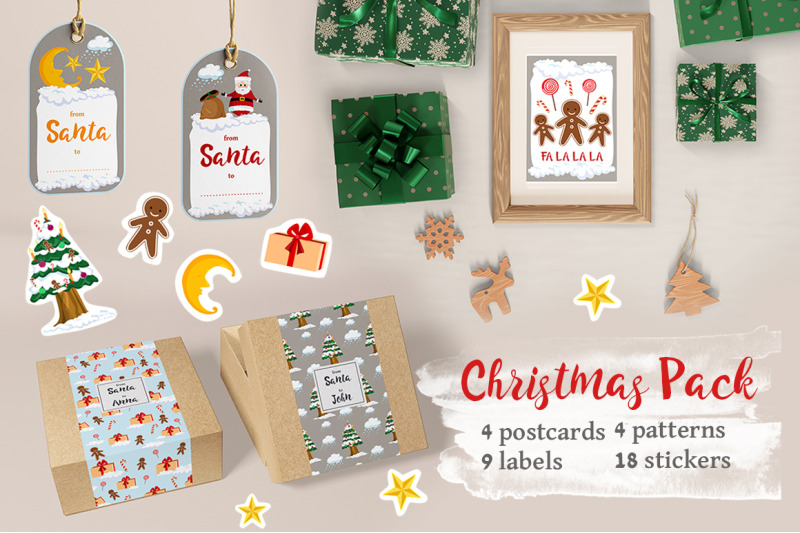christmas-cards-labels-stickers-textures