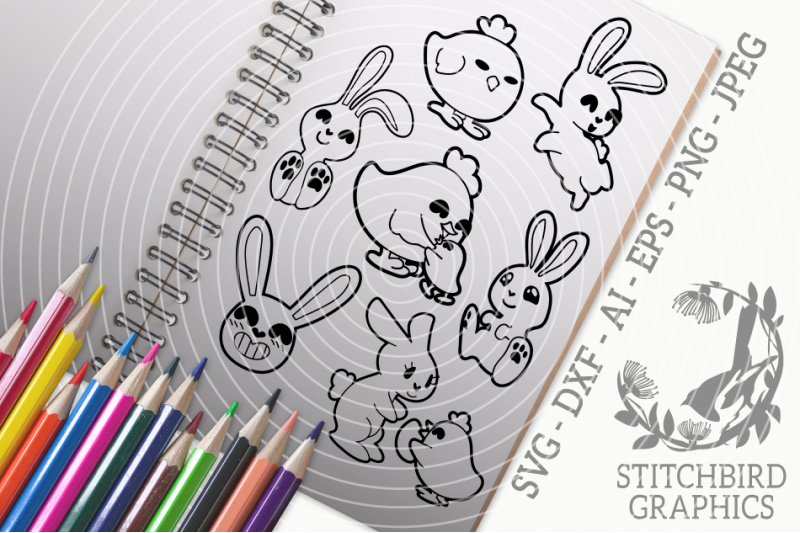 cute-easter-bunnies-and-chicks-bundle-svg-silhouette-studio