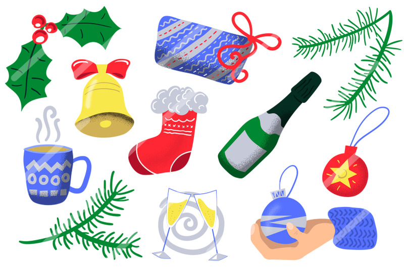 christmas-and-new-year-vector-sticker-set