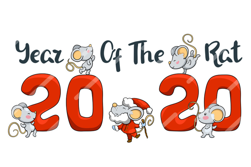 2020-year-of-rat-vector-banner