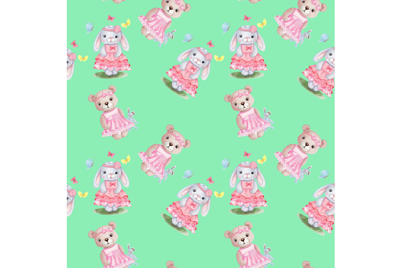 watercolor-teddy-and-bunny-seamless-pattern