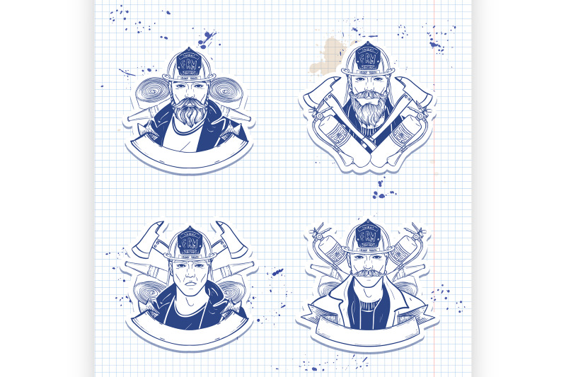 set-of-sketch-fireman-stickers