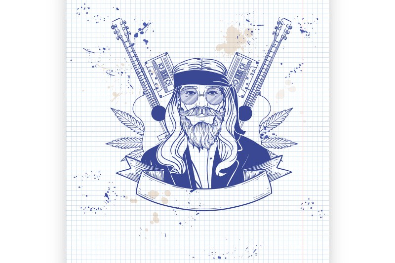 hand-drawn-sketch-hippie-man