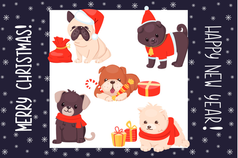 christmas-dogs-cartoon-cute-set