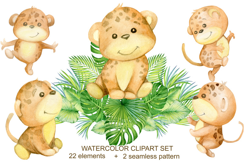 watercolor-tropical-leopard-animal-clipart-leopard-cat-and-jungle-gre