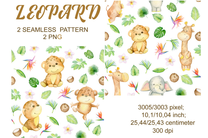 watercolor-tropical-leopard-animal-clipart-leopard-cat-and-jungle-gre