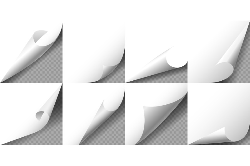 set-of-curled-white-page-corners-on-transparent-background-vector-ill