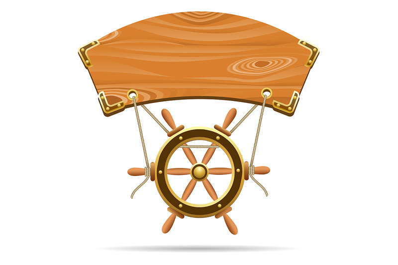 wooden-signboard-with-steering-wheel-on-a-ropes-drawn-in-cartoon-style