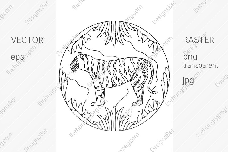 coloring-page-with-animals-tiger