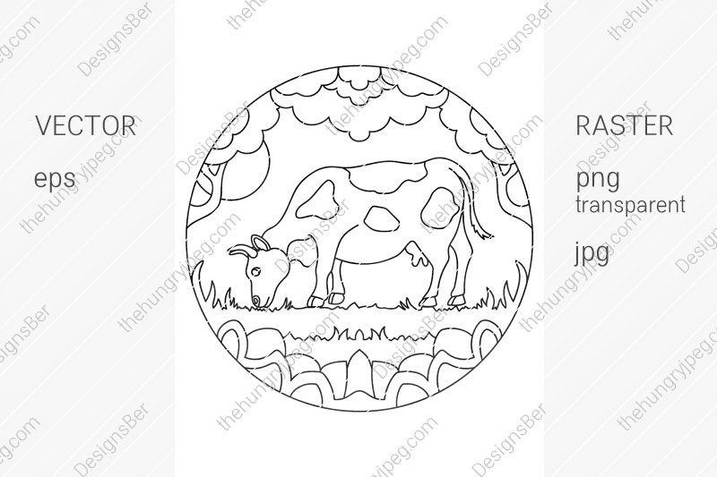 coloring-page-with-animals-farm-cow