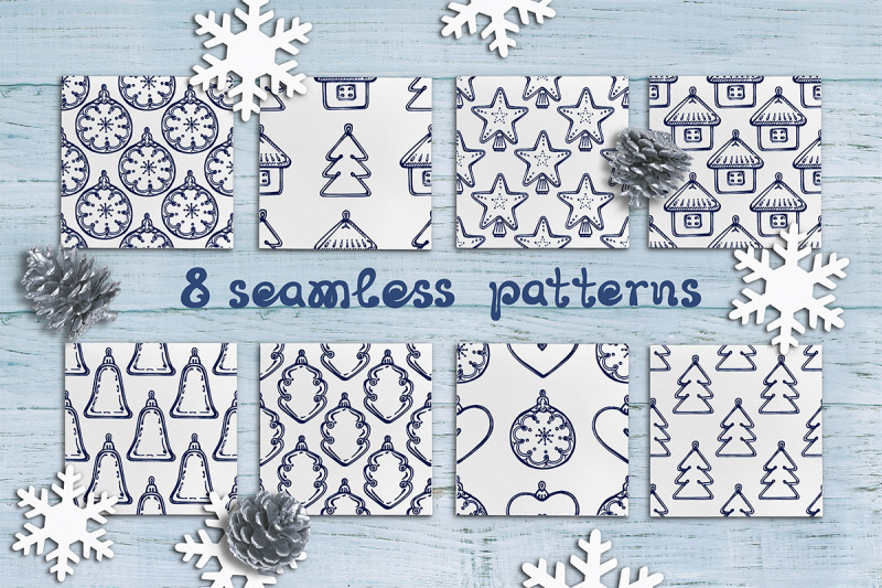 christmas-hand-drawn-seamless-patterns