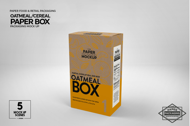 Download Paper Oatmeal/Cereal Box Packaging Mockup By INC Design ...