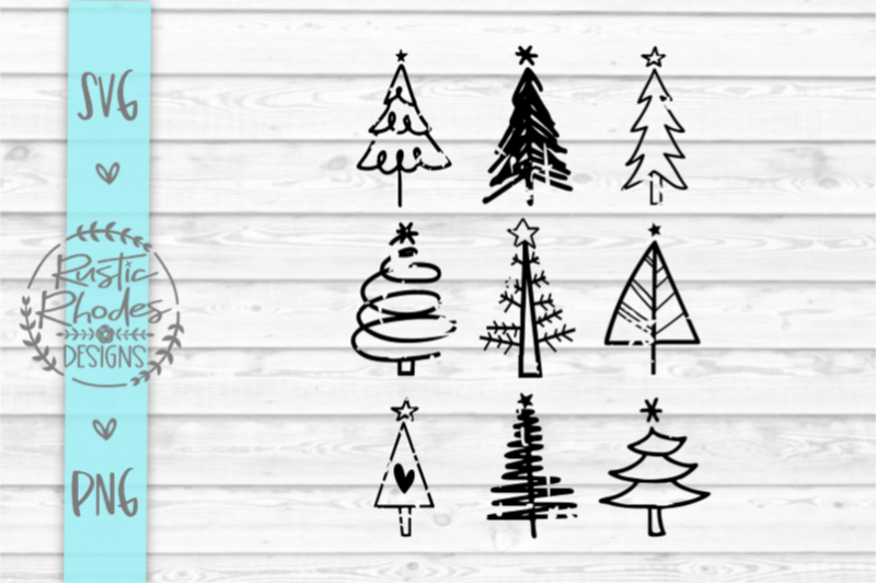 Download Distressed Christmas Trees SVG and PNG Digital Cut File By ...
