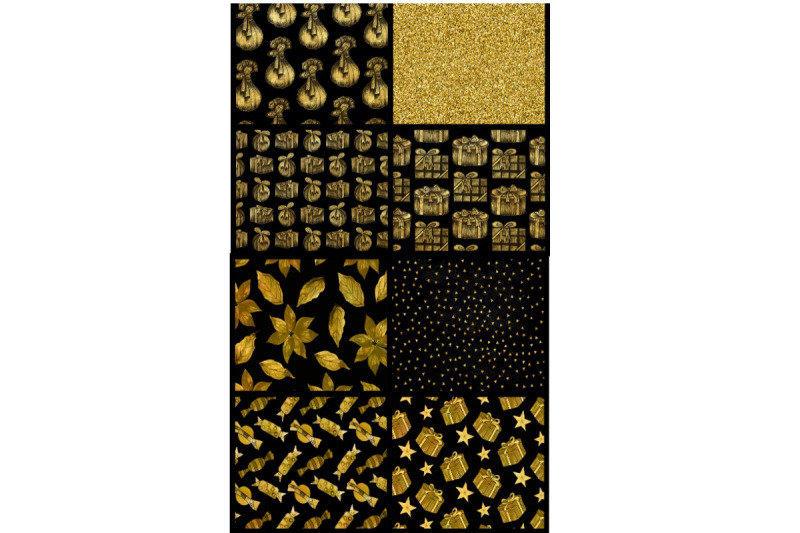 8-black-and-gold-holiday-papers-scrapbook-backgrounds-12-x12-quot