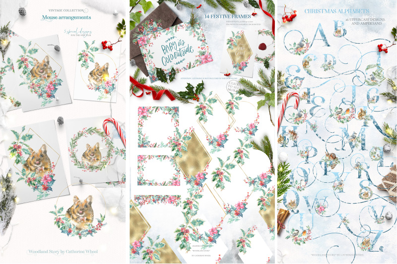 watercolor-christmas-illustration-graphics-clipart-new-year-vintage