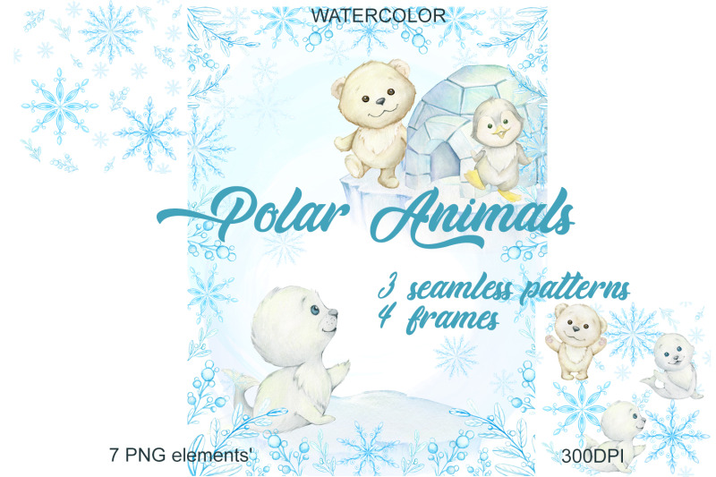 watercolor-christmas-holiday-winter-clipart-polar-bear-penguin-seal