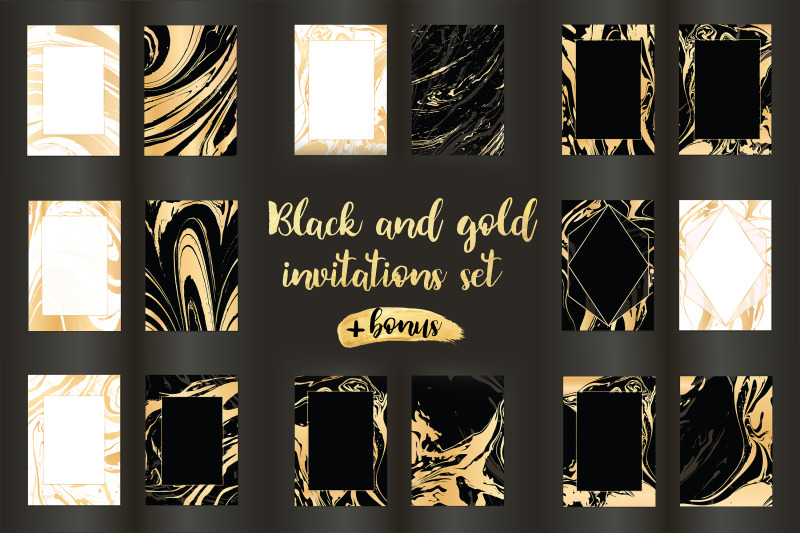 16-vector-golden-invitations-brush-strokes