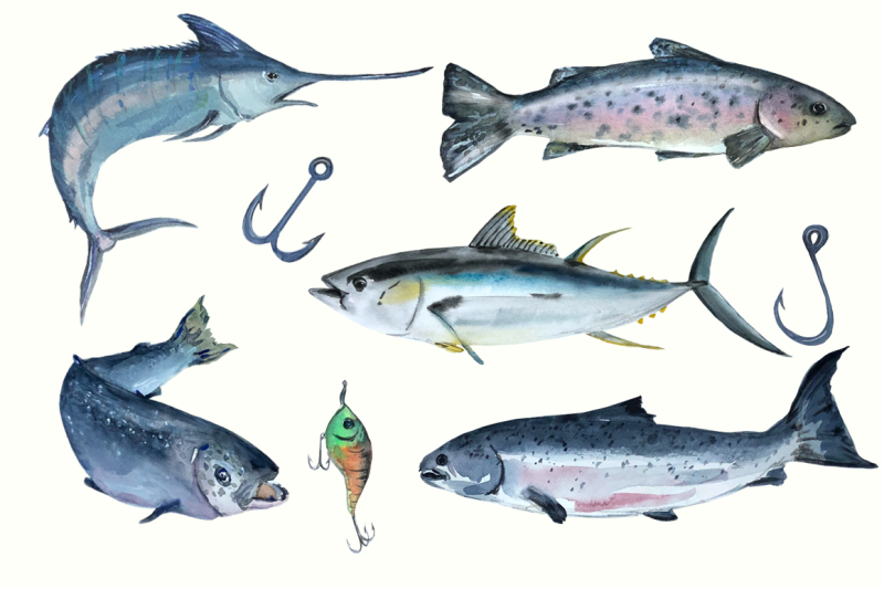 watercolor-fishing-clip-art-set
