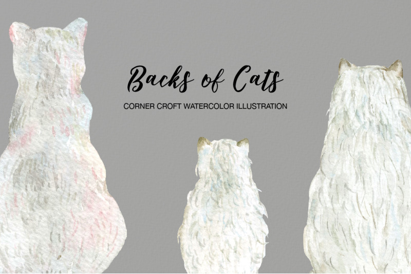 watercolor-backs-of-cats