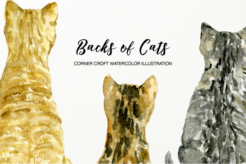 watercolor-backs-of-cats