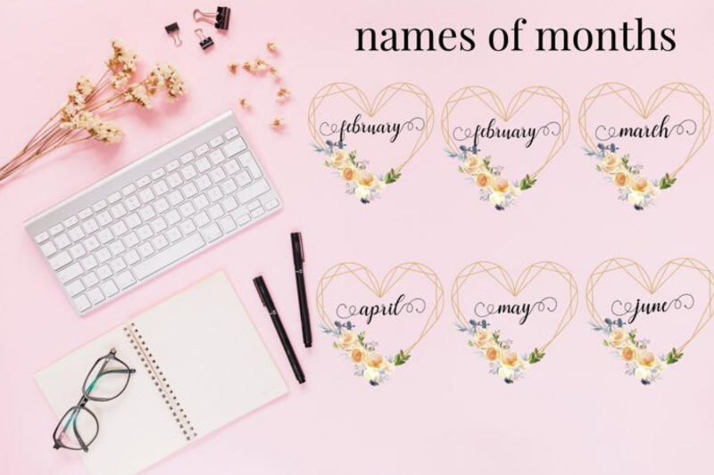 hand-lettered-watercolor-hearts-date-covers-names-of-month-and-weeks