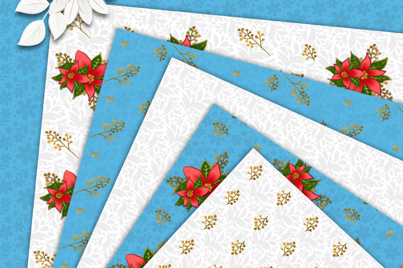 christmas-poinsettia-floral-scrapbook-paper