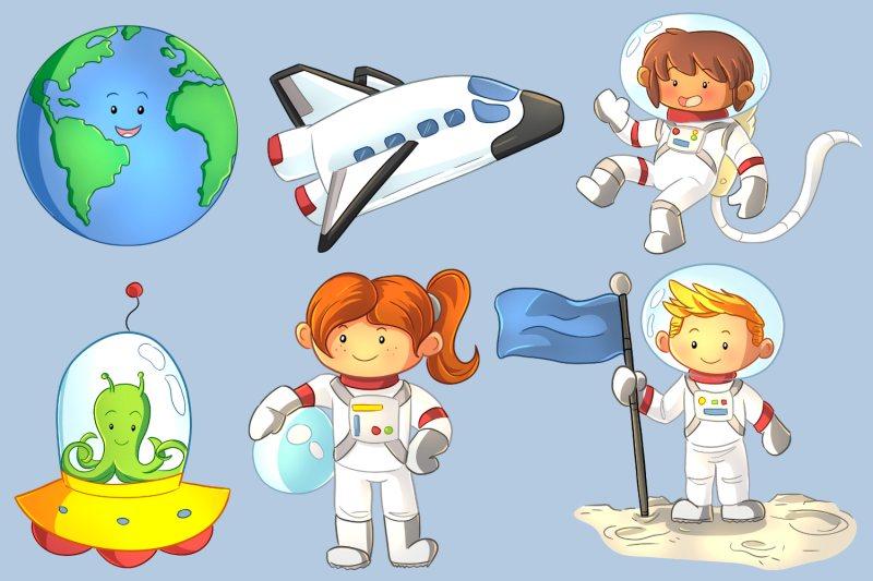 space-kids-clip-art-collection