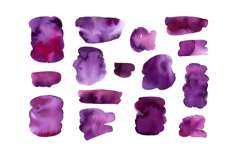 violet-watercolor-spots-stains-splashes-paint-png