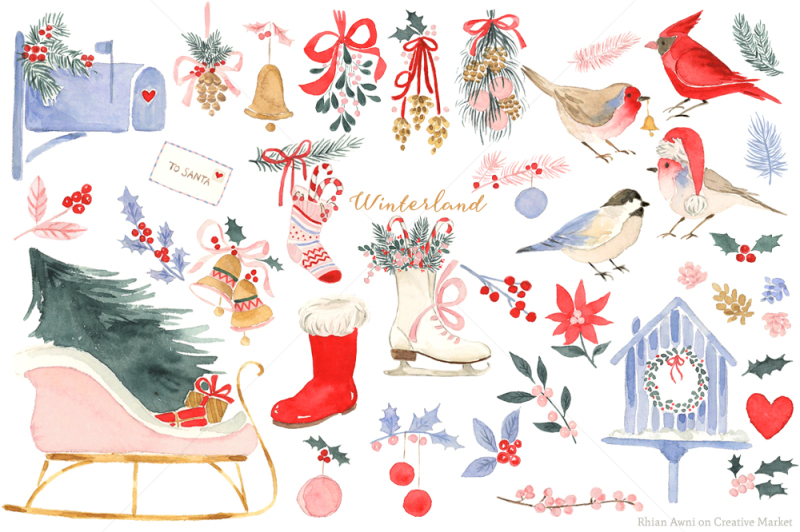 watercolor-holiday-illustration-kit