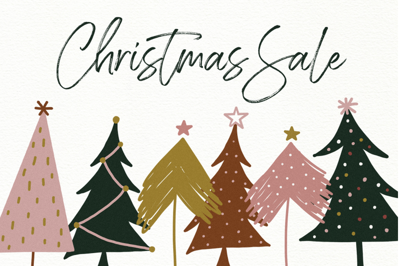 Modern & Messy Christmas Tree Illustrations - Clip Art By KA Designs