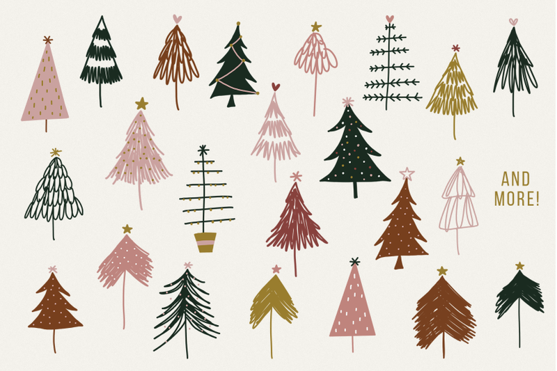 modern-amp-messy-christmas-tree-illustrations-clip-art
