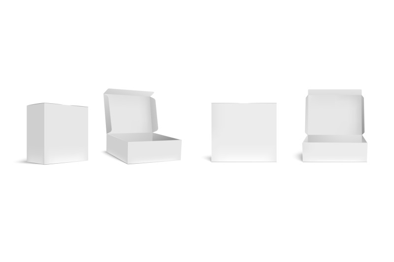 Download Open and closed white box mockup. Opened packaging boxes, empty rectan By WinWin_artlab ...