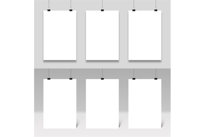 poster-mockup-hanging-on-paperclips-realistic-posters-frames-template