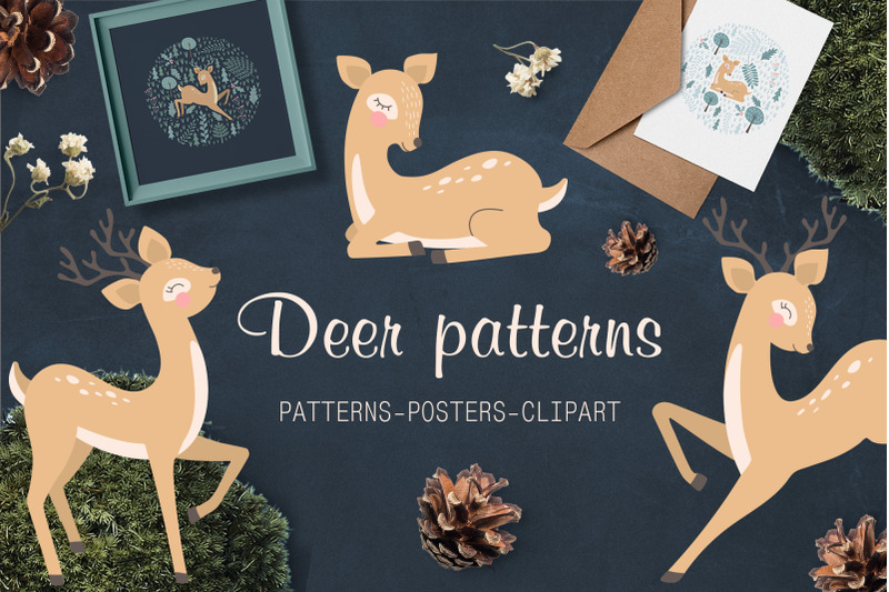 deer-patterns-posters-clipart