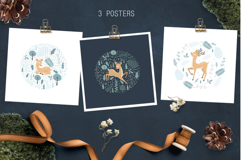 deer-patterns-posters-clipart