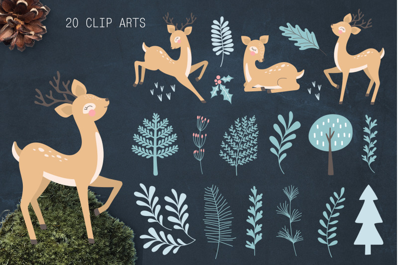 deer-patterns-posters-clipart